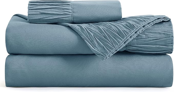 Bedsure Twin XL Sheet Sets Dorm Bedding - 3 Pieces Soft Extra Long Twin Sheets, Hotel Luxury, Easy Care Microfiber for Women, Men, Kids and Teens, Mineral Blue