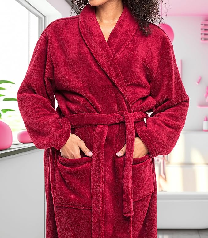 Alexander Del Rossa Plush Robe for Women, Long Fleece Winter Bath Robe, Plus Size