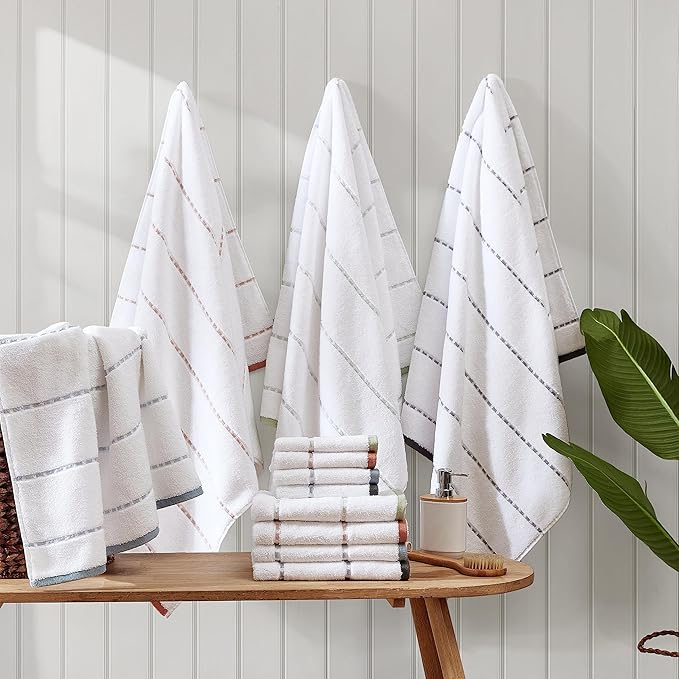 Tommy Bahama - Bath Towels, 100% Soft & Absorbent Cotton, Low Linting & Fade Resistant, Medium Weight Bathroom Towels (Ridley Solid Orange, 3 Piece)