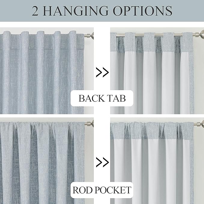 Vision Home Chambray Blue Full Blackout Curtains 84 inch for Bedroom Living Room Darkening Soundproof Window Panels Thermal Insulated Rod Pocket Back Tab Grayish Blue Drapes 2 Panels 50" Wx84 L