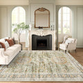 6x9 Area Rug for Living Room Washable 6x9 Non-Slip Modern Rugs for Bedroom Dinning Room Ultra-Thin Indoor Green Orange