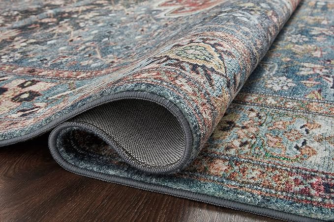 Loloi Margot Collection MAT-05 Ocean/Brick 2'-6" x 9'-6" Runner Rug feat. CloudPile, No-Shed Easy Clean Large Patterned Area Rug for Living Room, Bedroom, Dining Area