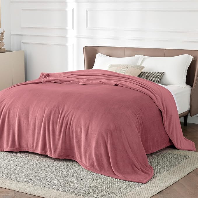 Bedsure GentleSoft Fleece Bed Blankets Queen Size Dusty Rose - Soft Lightweight Plush Fuzzy Cozy Luxury Blanket Microfiber, 90x90 inches