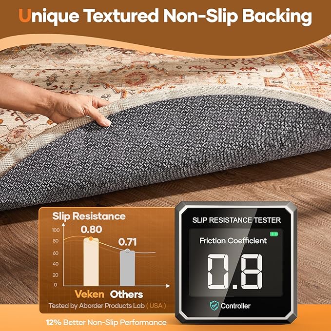 Veken 6 Ft Round Non Slip Cushioned Rug Pad Gripper, Felt and Silicone Backing, 1/4 inch Thick Carpet Liner for Hardwood Floors and Finishes, Under Area Rugs Anti Skid Mat, Keep Rugs Safe and in Place