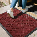 Yimobra Outdoor Mats for Front Door 29.5x17, All-Season Waterproof Doormat Outdoor Entrance, Heavy Duty Non-Slip Outside Door Mat for Garage Patio Proch Entryway Indoor, Red