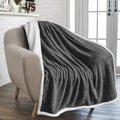 PAVILIA Sherpa Fleece Throw Blanket for Couch, Dark Grey, Plush Soft Fuzzy Sofa Blanket, Cozy Reversible Winter Throw for Women Men, 50x60 Inches