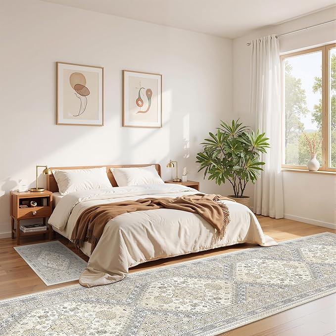 zesthome Washable Runner Rug 2.5x10 - Stain Resistant Entryway Rug,Ultra-Thin Kitchen Rugs, Anti Slip Backing Runner Rugs for Entrance Laundry Room Indoor Hallway (Beige,2.5'x10')