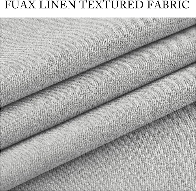 RYB HOME 4 in 1 Set Dust Filter - Soundproof - Blackout - Insulating, Energy Efficiency Linen Curtains for Kids Bedroom Living Room Divider Apartment Hotel Office Theatre, Grey, W 52 x L 95, 2 Pcs
