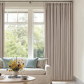 70 Inch Wide Blackout Curtains 84 Inches Long Memory Trained Pinch Pleated Room Darkening Thermal Linen Textured Two Layer Extra Wide Drapes for Living Room Sliding Door Burlywood Birch 1 Panel