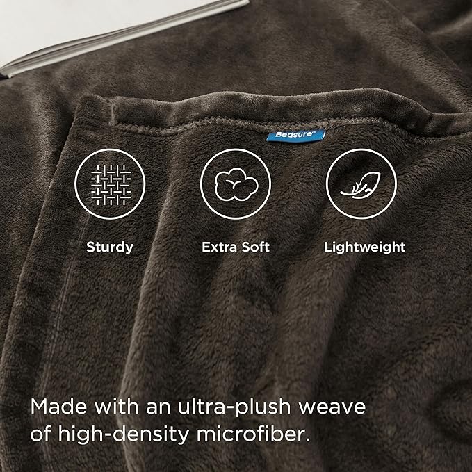 Bedsure GentleSoft Fleece Throw Blanket Brown - 300GSM Blankets for Couch, Sofa, Bed, Soft Lightweight Plush Cozy Throws for Toddlers, 50x60 inches