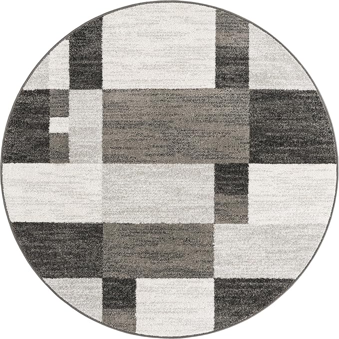 Unique Loom Autumn Collection Area Rug - Providence (5' 3" Round, Gray/ Ivory)