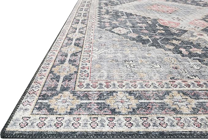 Loloi Skye Collection SKY-02 Charcoal/Multi 8'-0" x 8'-0" Round Area Rug