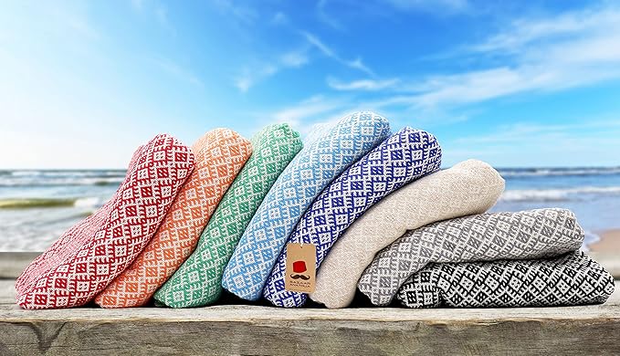 Bazaar Anatolia Turkish Beach Towel 100% Cotton Bath Towels Oversized Quick DryBathroom Towels Sand Free Camping Blanket 71x39 inches - Ethnic Maroon