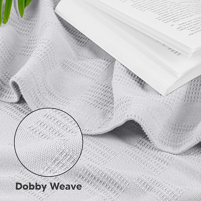 Utopia Bedding Silver 100% Cotton Blanket [Twin Size - 90x72 Inch] 350GSM Lightweight, Soft and Breathable Thermal Blanket for All Seasons