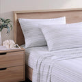 Tommy Bahama - Queen Sheets, Cotton Percale Bedding Set, Crisp & Cool, Stylish Bedding Set (Kahanu Stripe Grey, Queen)