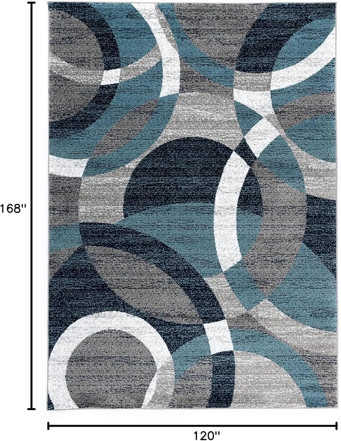 Rugshop Contemporary Abstract Circles Perfect for high Traffic Areas of Your Living Room,Bedroom,Home Office,Kitchen Area Rug 10' x 14' Blue