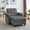 41.7" Chaise Lounge Chair Indoor, Oversized Boucle Upholstered Sofa Bed, Adjustable Backrest Deep Seat Reading Chair, Sofas Couches for Living Room with Storage, Cup Holders & 360° Swivel Side Table