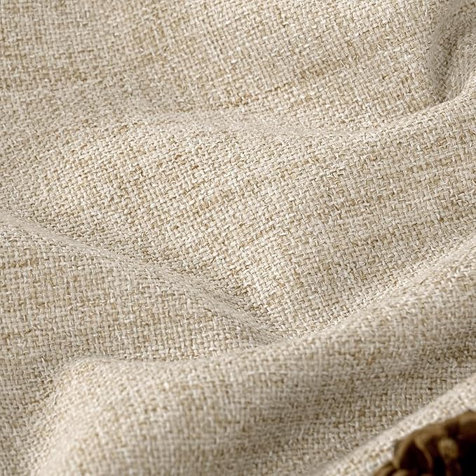 40 Inch Length Linen Blackout Curtains for Short Cafe Window, Thermal Insulated Light Blocking Soundproof Privacy Burlap Curtains 2 Panels, Each 38 Inch Wide Beige