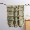 Ultra Soft Pre-Washed Quilted Throw Blanket, Ruffle Fringed Olive Green Decorative Throw, Sage Green Stone Washed Chic Rustic Blanket for Sofa Couch Bed, 50"x 60"