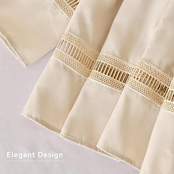 MIYE Wrap Around Ruffled Lace Bed Skirt, Elastic Dust Ruffle with Adjustable Belts, Easy to Put On, Bed Frame Cover, Machine Washable (Ruffled Lace/Light Beige, King/Queen-12.5" Drop)