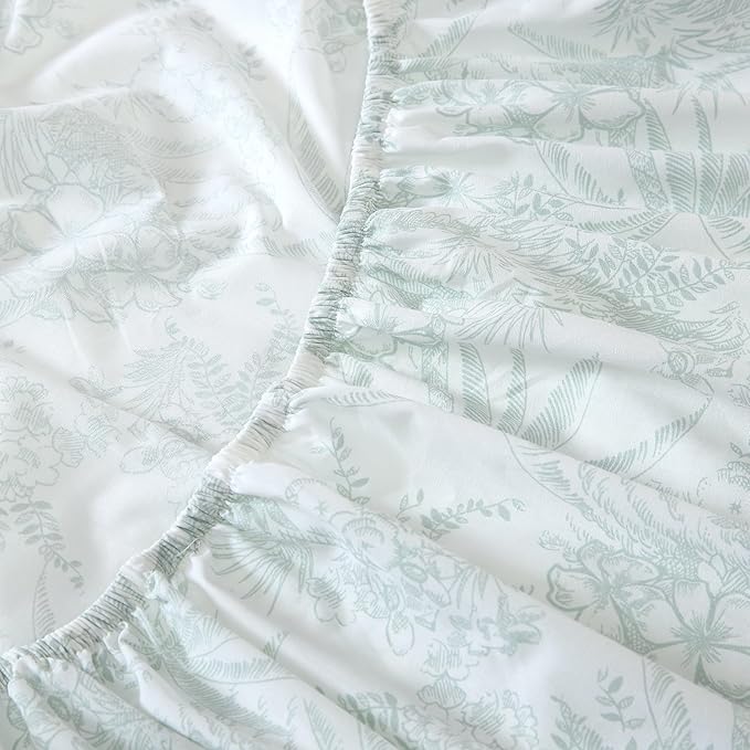 Tommy Bahama - King Sheets, Cotton Percale Bedding Set, Crisp & Cool, Stylish Bedding Set (Pen and Ink Palm Green, King)