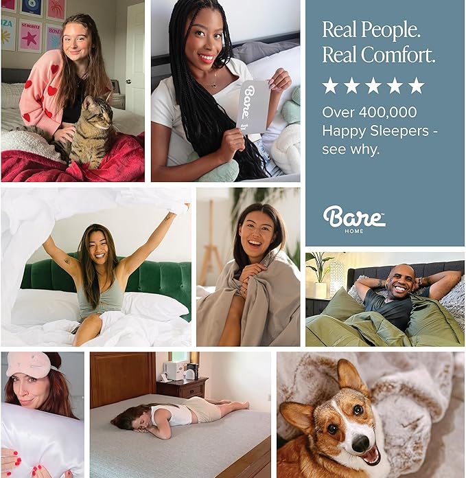 Bare Home Hotel Luxury Cal King Sheet Set, Extra Soft, 6 Piece Set, Deep Pockets, Easy Fit, Cooling & Breathable, Wrinkle, Fade, Stain Resistant, Includes 4 Pillowcases (California King, Light Grey)