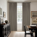 Taupe Grey Pleated Linen Blackout Curtains 80 Inches Long for Bedroom Living Room Pinch Pleat Black Out Thermal Insulated Ring Hooks Room Darkening Drapes Brownish Gray 80 Inch Curtains with Liner