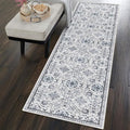 vivorug Runner Rug 2'x7' Vintage Washable Non-Slip Runners for Hallways Kitchen Entryway Laundry Room Carpet Hallway Runner Ivory/Blue