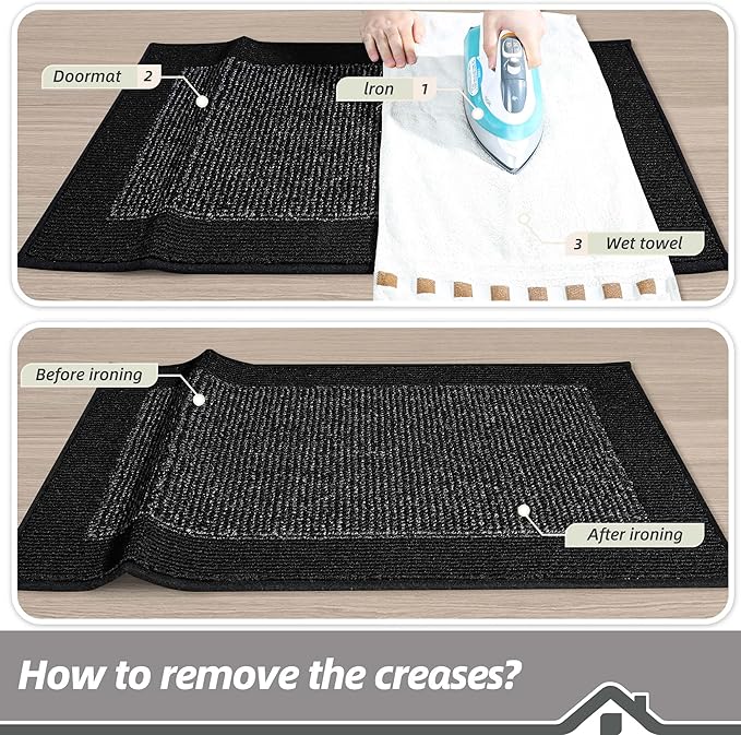 BEQHAUSE Indoor Door Mat 20" x 32", Dirt Trapper Door Mats Non-Slip Entryway Rugs Washable, Resist Dirt Absorbent Welcome Mat, Low Profile Floor Mats for Front Back Door and Entryway, Black