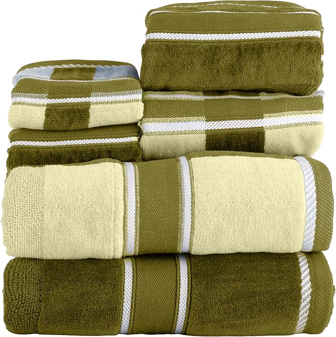 Lavish Home 6 Piece Bathroom Towels Set - 525 GSM 100% Cotton Bathroom Accessories - 2 Bath Sheets, 2 Hand Cloths , and 2 Wash Cloths - Soft Towel Set for Shower, Gym, Dorm, and Spa (Green)