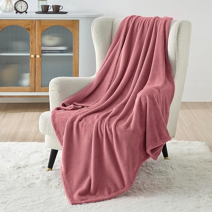 Bedsure GentleSoft Fleece Throw Blanket for Couch Dusty Rose - Lightweight Plush Fuzzy Cozy Soft Blankets and Throws for Sofa, 50x70 inches