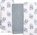 Rae Dunn Set of Hand Towels for Kitchen and Bathroom, 100% Cotton, Embroidered Dish Towels, Decorative Hand Towels, Skulls/Gray, 3 Pack