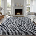 Fluffy Rugs for Living Room, 5x7 Ft Black White Zebra Shag Rugs for Bedroom Dorm Kids Room Nursery, Soft Non-Slip Modern Fuzzy Plush Carpet for Indoor Home Decor