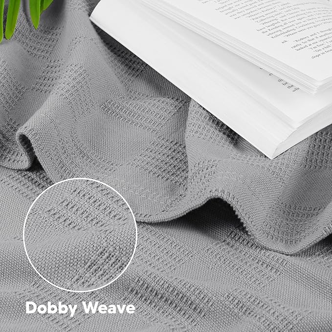 Utopia Bedding Cool Grey 100% Cotton Blanket [Queen Size - 90x90 Inch] 350GSM Lightweight, Soft and Breathable Thermal Blanket for All Seasons