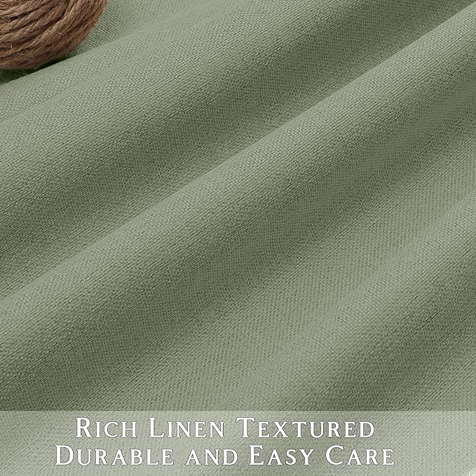 ChrisDowa 100% Blackout sage Solid Curtains 54 Inches Long 2 Panels for Bedroom Living Room,Farmhouse Room Darkening Thermal Insulated Soundproof Grommet Top Window Treatment Drapes,52x54