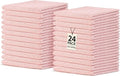 Crystal Ridge Cotton Wash Cloths 24 Pack - Washcloths for Showering, Face and Body, Soft and Highly Absorbent Multipurpose Towels for Bathroom, Kitchen, Spa and Gym - Wash Rags 12 x12 (Lt Pink)