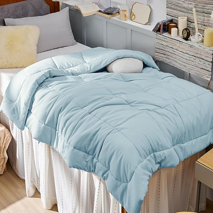 Bedsure Comforter Duvet Insert - Quilted Comforters Twin XL Size, All Season Duvet, GentleSoft Down Alternative Bedding, with 8 Tabs, Gifts for Women/Men, Light Spa Blue, Twin XL 92 x 68 Inches