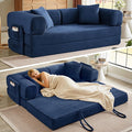 Boneless Couch Folding Couches for Living Room Sofa, Futon Sofa Bed with Sleeper Sofa, Futon Couch with Fixed-Shape Oversized Corduroy Upholstered (Blue, 81 Inches)