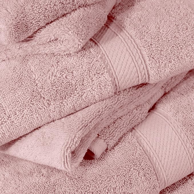Superior Egyptian Cotton Pile 6 Piece Towel Set, Includes 2 Bath, 2 Hand, 2 Face Towels/Washcloths, Ultra Soft Luxury Towels, Thick Plush Essentials, Guest Bath, Spa, Hotel Bathroom, Tea Rose