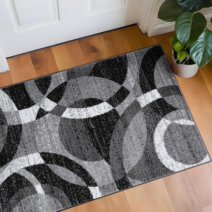 Rugshop Contemporary Abstract Circles Perfect for high Traffic Areas of Your Living Room,Bedroom,Home Office,Kitchen Area Rug 2' x 3' Gray