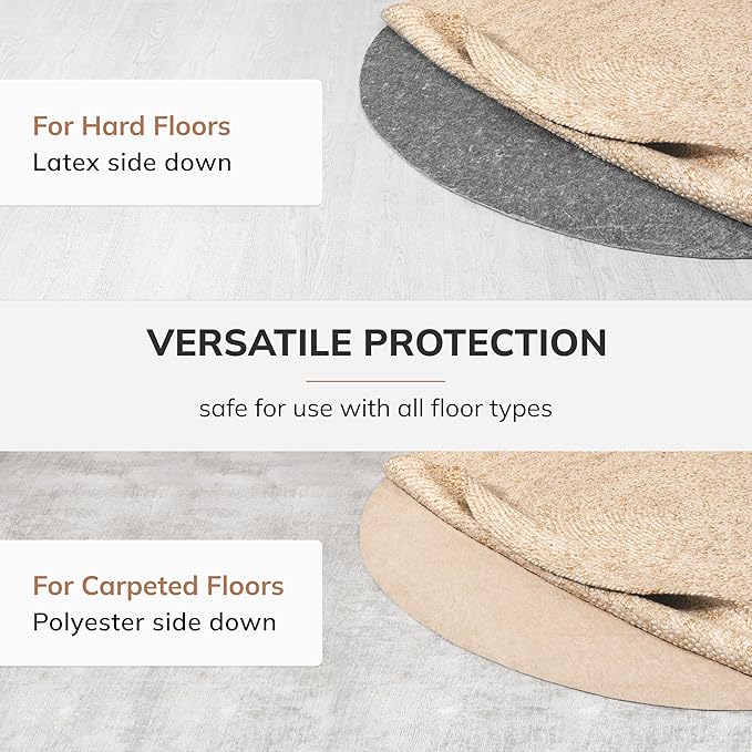 Anji Mountain 6' x 6' Universal Non-Slip Rug Pad - Area Rug Grip & Floor Protector Mat - Cushioning Underlay Pad for Hardwood Floors - Anti-Slip Under Rug Pad Mat, Round