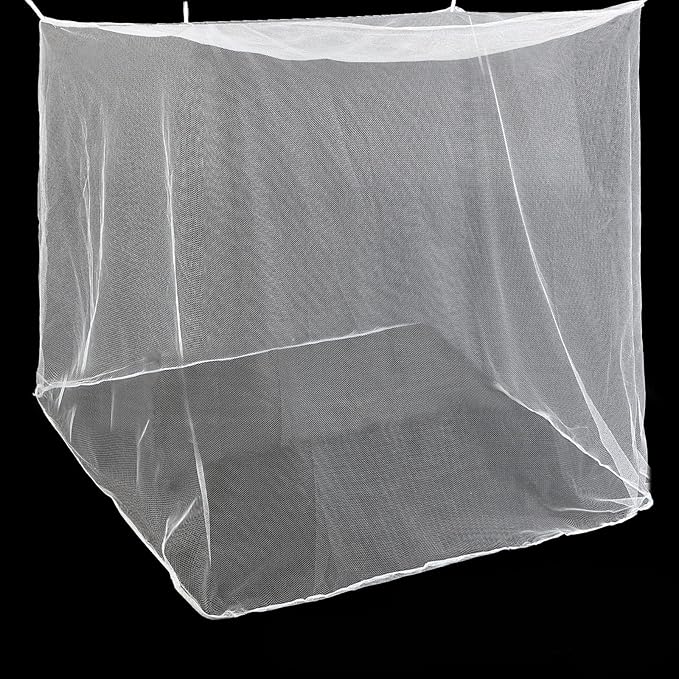 4 Corners Mosquito Net for Mosquiteros para Camas Bed Canopies Netting Bed Drapes Rectangular Mosquito Mesh for Camping Home Outdoor Travel(White A,L87 X W79 X H79 Inch,No-Opening)