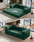78.8" Convertible Sofa Bed,Corduroy Futon Couch with Storage Pocket,Folding Pull Out Futon Sofa,No Assembly Boneless Couch for Living Room, Emerald Green | Convertible Sofa Bed, Boneless Couch, sofa for living room, sleeper sofa, modular sofa