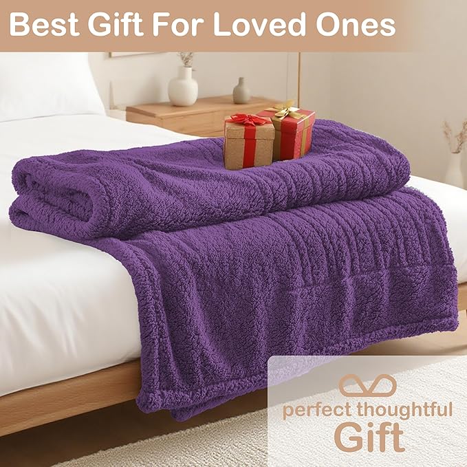 Electric Heated Blanket 6 Heating Settings & 10H Auto Off Full 72×84 Double Sided Plush Sherpa Ultra-Soft Warm Thick, Machine Washable, Fast Heating, Home Office, Dark Purple