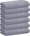 Looperry 6 Pack Small Bath Towel Set - 100% Cotton 23x46 Shower Towels in 450 GSM. Lightweight & Absorbent Quick Dry Gym Towel for Showering, Pet Drying, Spas & Salons. Terry Ringspun Towels (Grey)
