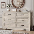 Dresser for Bedroom with 6 Drawers, 54" Wide Wood Chest of Drawers with Deep Drawers & Mental Handle, Modern Dresser TV Stand, Wooden Closet Storage Organizer for Living Room, Hallway, Entryway, Grey