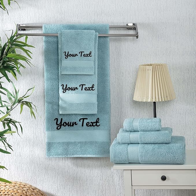 Personalized Towels - Customized Turkish Cotton Towel Set, Monogrammed Towels with Initials, Name & Embroidery, Idea for Weddings, Bridal Showers, Anniversaries, Housewarming, New Home