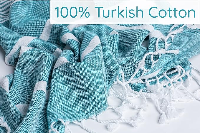 Premium Turkish Beach Towel (35”x 67”) – Lightweight, Quick Dry Beach Towel, Sand-Free, 100% Cotton – Teal