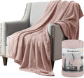 Brookstone Nap Plush Throw Blanket for Couch | Warm & Super Soft Blanket with Unmatched Heavy, Dense, and Ultra-Comfy Throw | Luxurious Drape, Cozying Up on a Sofa, Chair | Blush