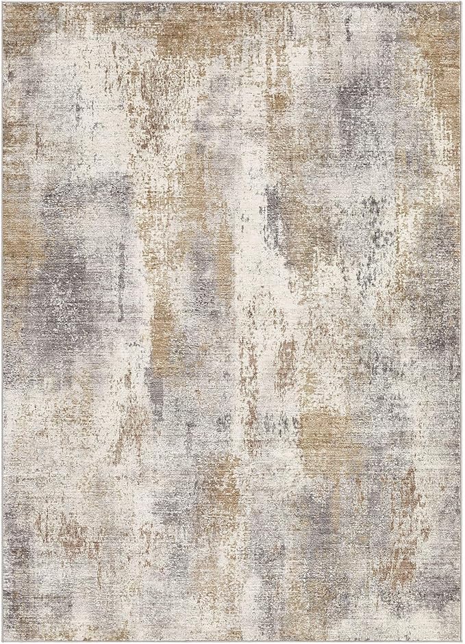 Area Rug Living Room Rugs - 5x7 Washable Soft Indoor Neutral Modern Abstract Low Pile Rug Carpet for Bedroom Dining Room Farmhouse Home Office - Brown Grey